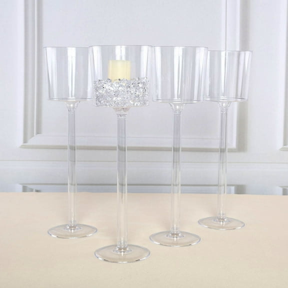 Efavormart 4 Sets of Wholesale Plastic Sturdy Centerpiece XL Cylinder Cup Centerpiece Stand Floating Candle Holder