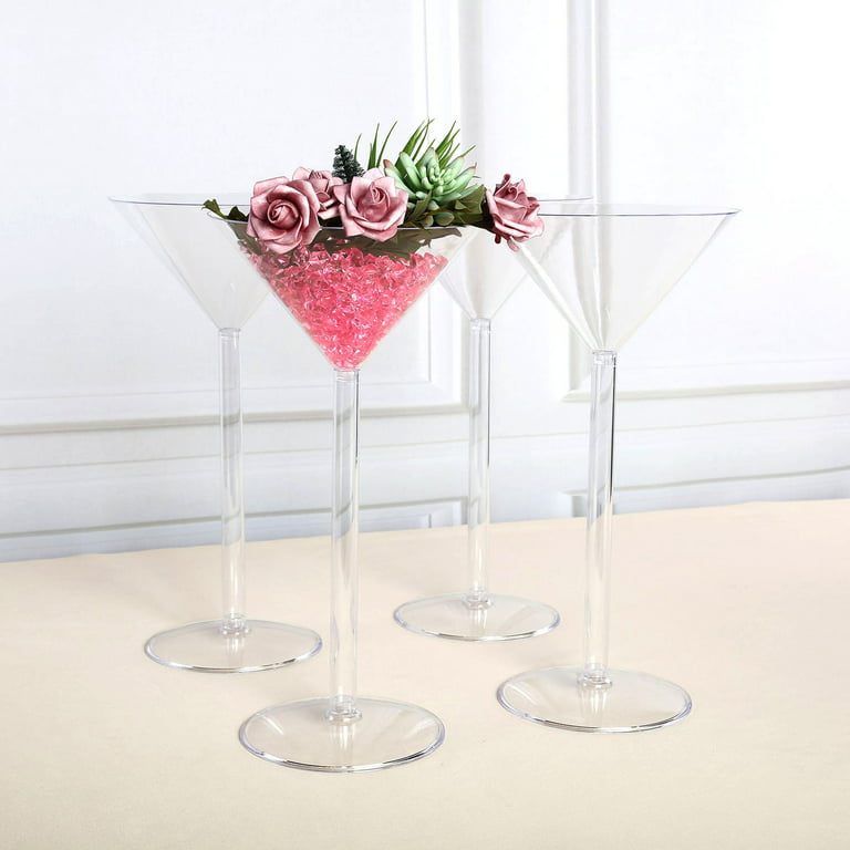 Long Stem Martini Flower Vase Clear Plastic Centerpieces