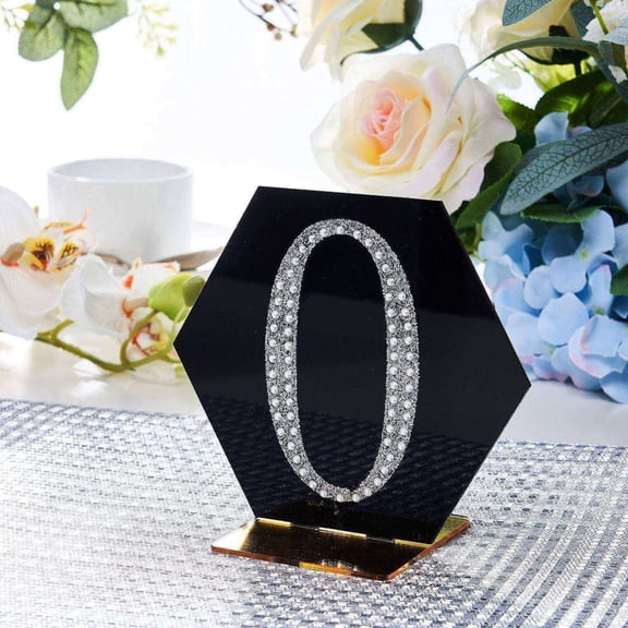 Efavormart 4" Silver Self-Adhesive Rhinestone Number Stickers for DIY Crafts - 0, Handicraft Art, Graduation Cap Decorations Birthday Party, Wedding Alpha-Numeric stickers