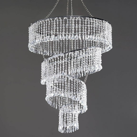 Efavormart 24" 4-Tier Acrylic Diamond Crystal Chandelier Hanging Pendant Lighting Chandelier