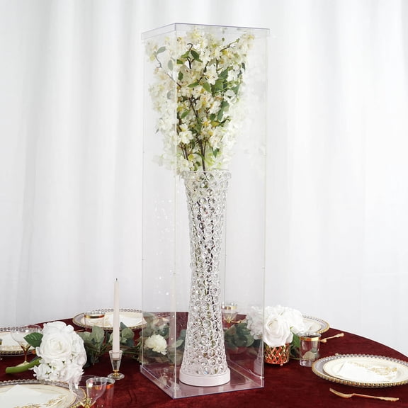Efavormart 40" Acrylic & Lucite Wedding Decor Ideas Clear Display Box for Centerpieces with Interchangeable Lid and Base