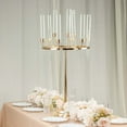 thumbnail image 1 of Efavormart 40" Gold 9 Arm Round Cluster Taper Candelabra Table Centerpiece With Drip Accents, Metal Candlestick Holder Arrangement With Clear Glass Shades, 1 of 11