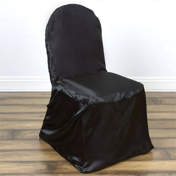 Efavormart 40 PCS Black Shinny Satin Banquet Chair Covers Dinning Event Slipcover For Wedding Party Banquet Catering