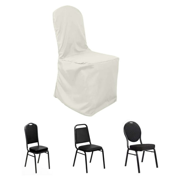 Efavormart 40 PCS Ivory Polyester Banquet Chair Covers, Reusable or Disposable Stain Resistant Chair Covers