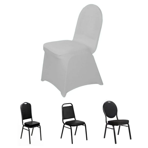 Efavormart 40 PCS Silver Stretchy Spandex Fitted Banquet Chair Cover Dinning Event Slipcover For Wedding Party Banquet Catering