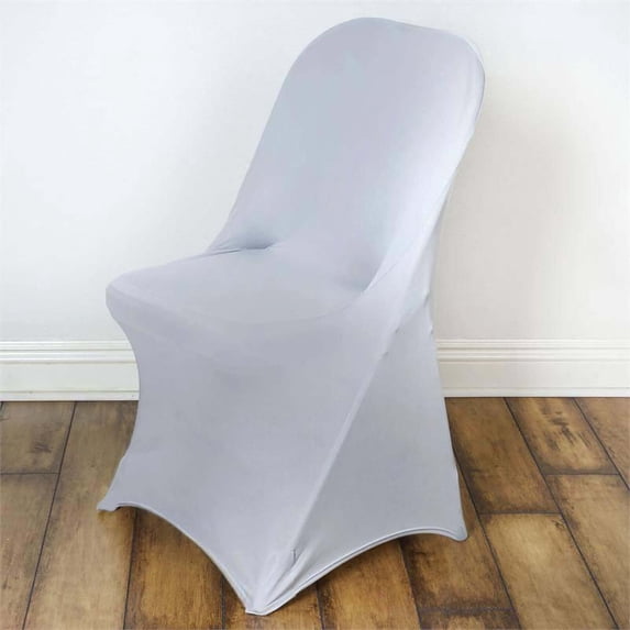 Efavormart 40 PCS Stretchy Spandex Fitted Folding Chair Cover Dinning Event Slipcover For Wedding Party Banquet Catering - Silver
