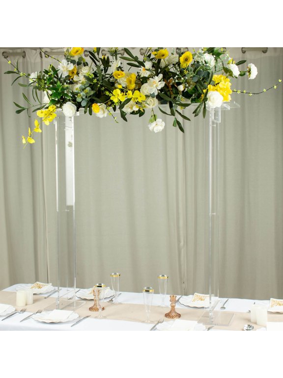 40" Tall Clear Acrylic Rectangular Flower Stand Wedding Centerpiece, Long Floral Frame Table Display Stand