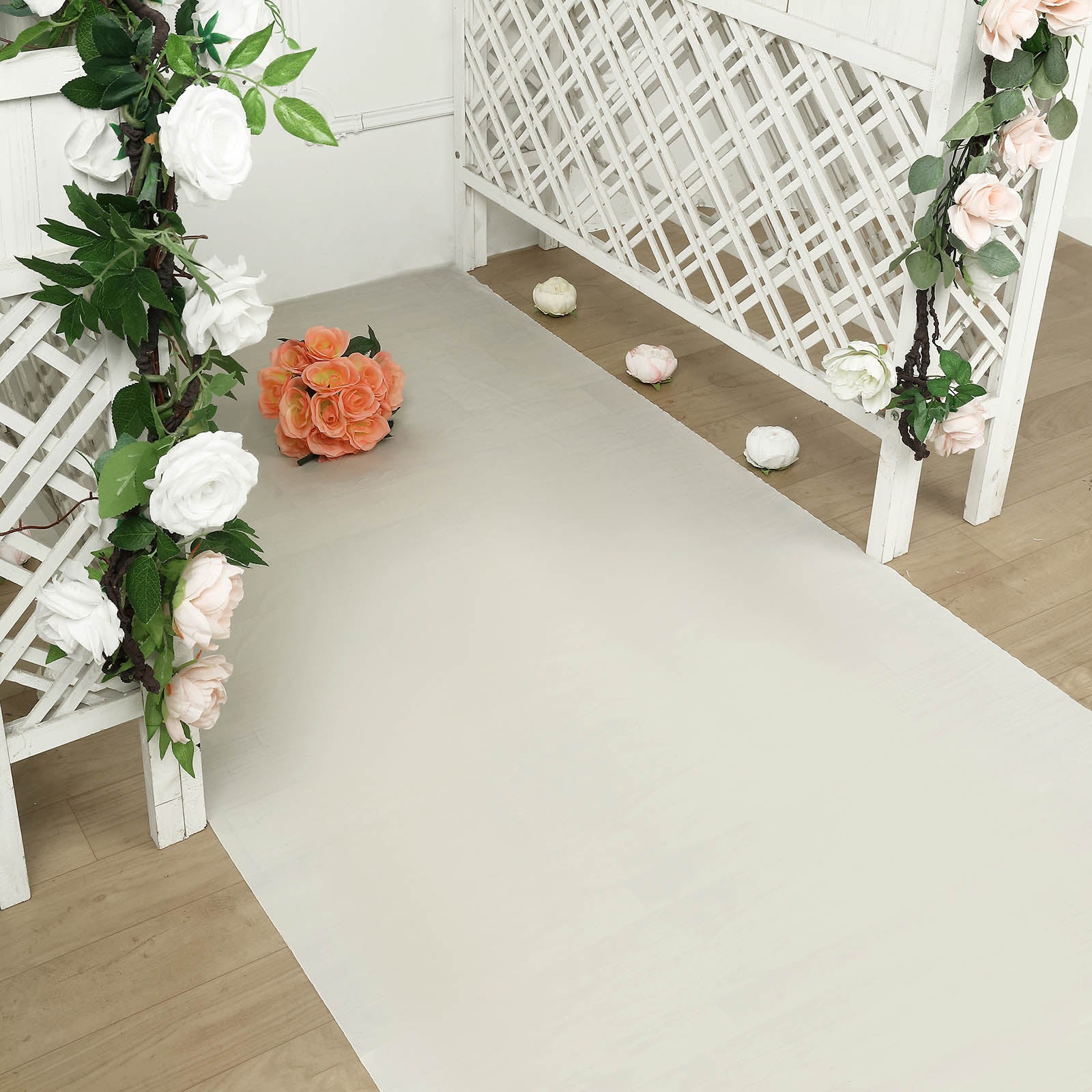 Efavormart 36" x 50ft White Floral Lace Aisle Runner
