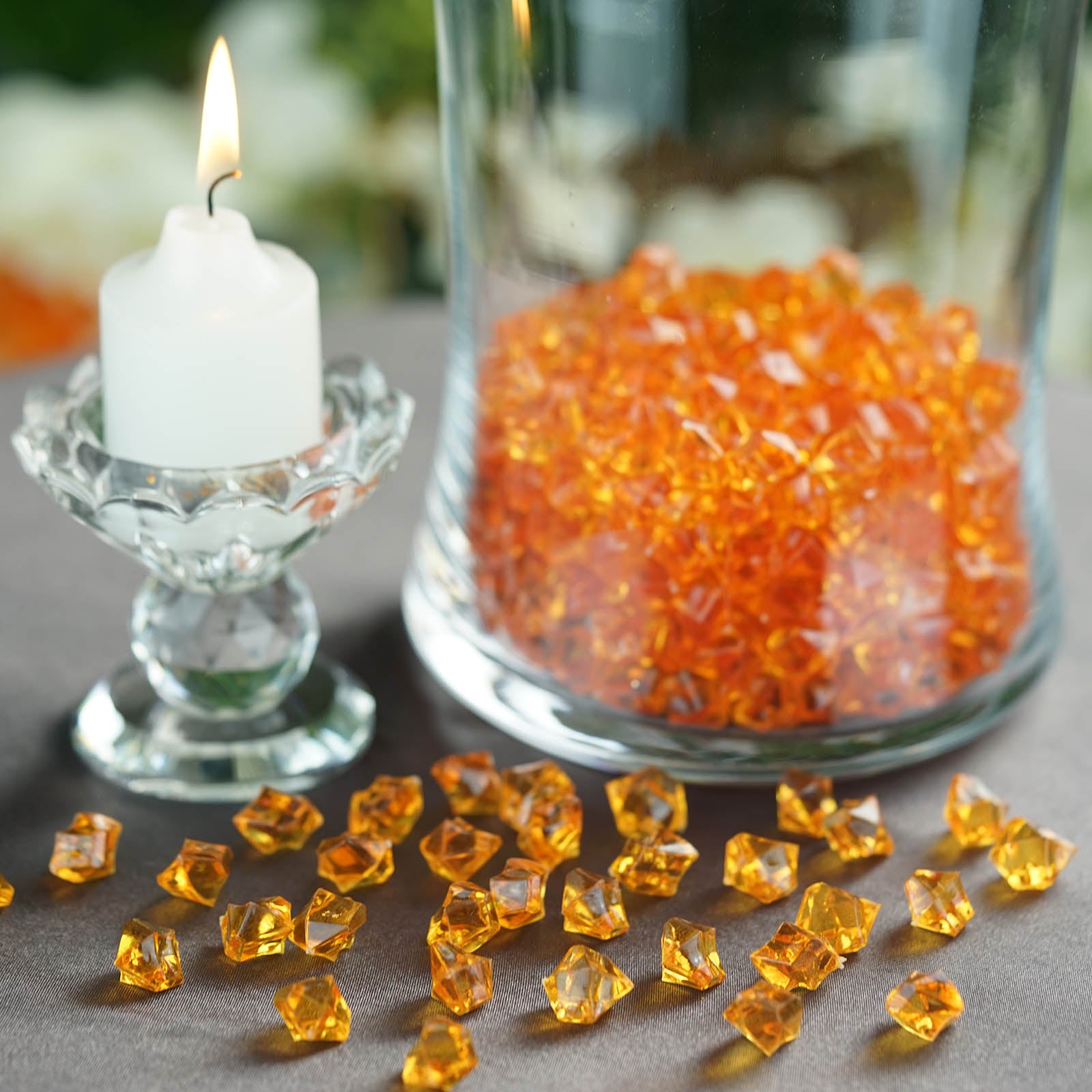 Efavormart 400 pcs ORANGE Mini Acrylic Ice Crystals Vase Fillers Table Scatters Decorations For