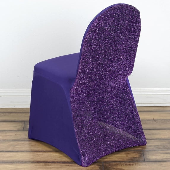 Efavormart 40PCS Purple Spandex Stretch Banquet Chair Cover With Metallic Glitte Dinning Event Slipcover For Wedding Party Banquet