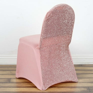 Efavormart 40PCS Rose Gold Spandex Stretch Banquet Chair Cover With Metallic Glitte Dinning Event Slipcover For Wedding Party