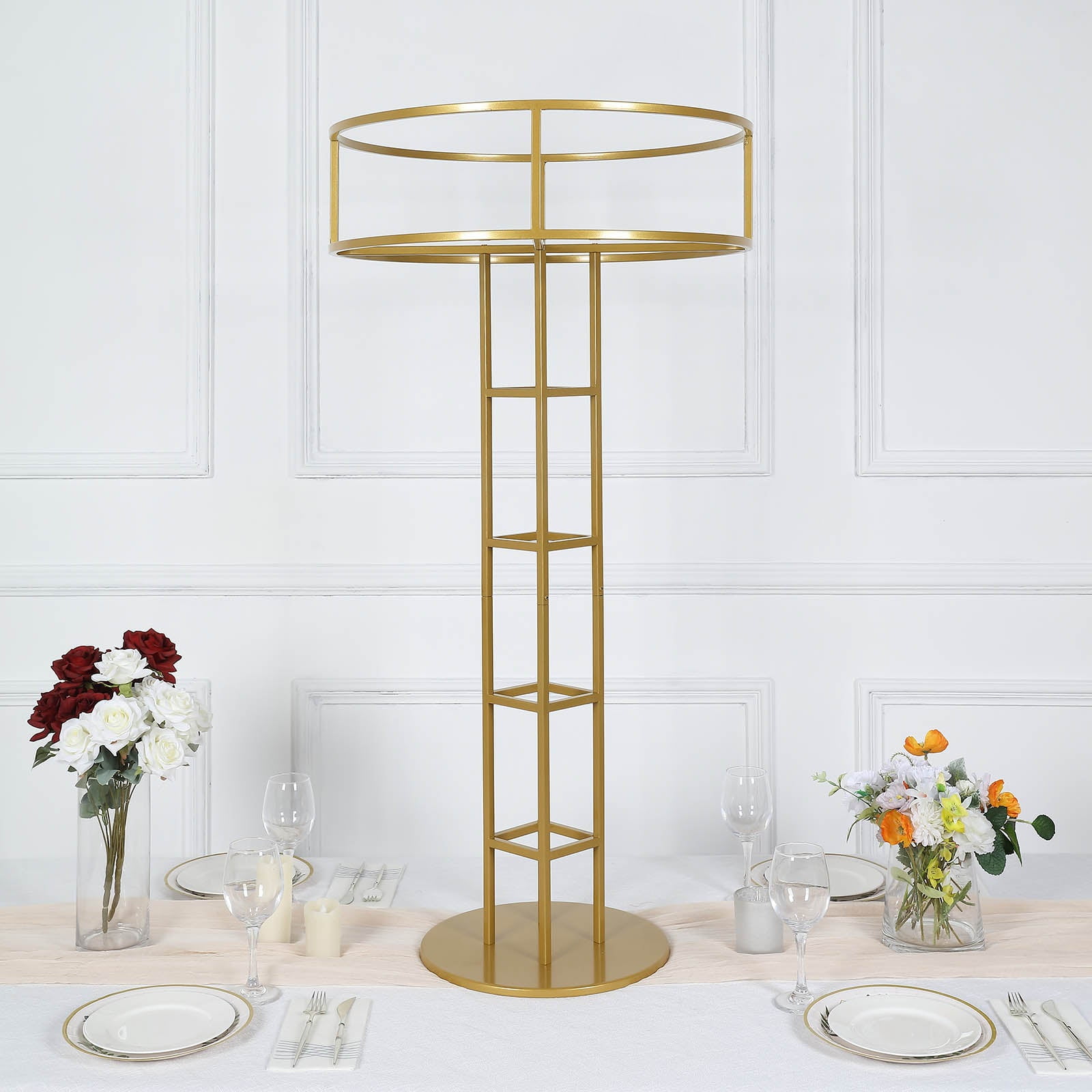 Efavormart 46" Tall Gold Metal Large Open Frame Floral Riser Wedding ...