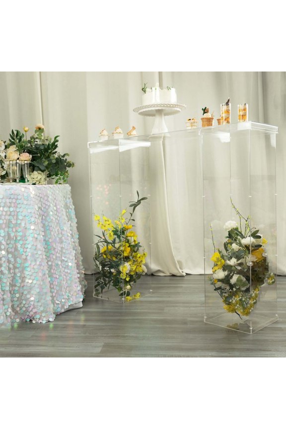 46"x12" Clear Plexiglass Connector Plate for Rectangular Pillar Pedestal Stands, 4mm Thick Acrylic Table Top Bridge with Protective Film