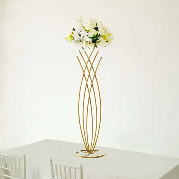 Efavormart 4FT Tall Gold Metal Mermaid Tail Flower Frame Table Centerpiece, Wedding Floral Display Stand