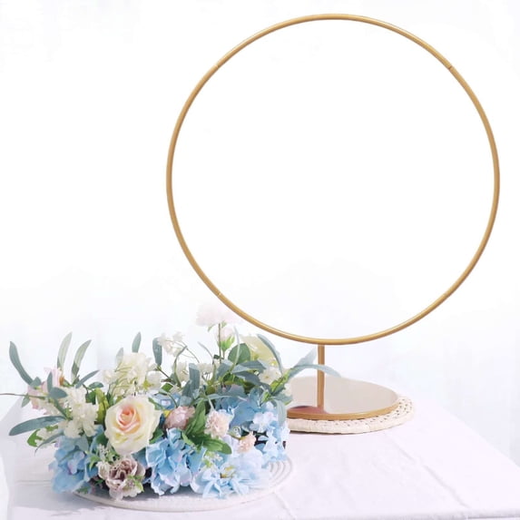 Efavormart 4Ft | Gold Balloon Column With Hoop Flower Pillar Stand, Metal Arch Table Centerpiece – Height Adjustable