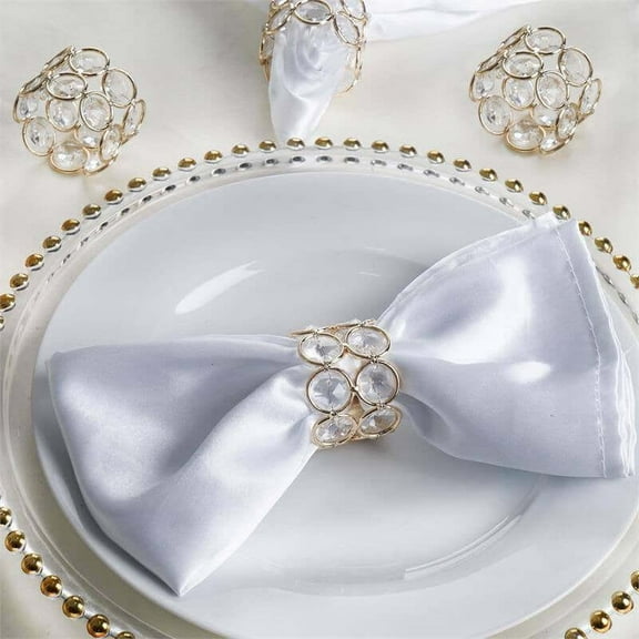 Efavormart 4PCS Bling Glass Crystal Gem Napkin Rings - Gold