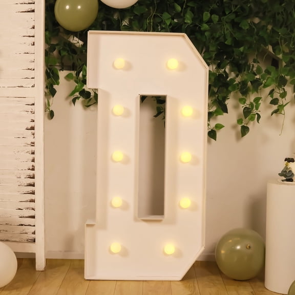 Efavormart 4ft Giant LED Marquee Letter D, White Pre-Cut Foam Board with 10 Warm White Battery Operated LEDs, Glue Gun and Sticks