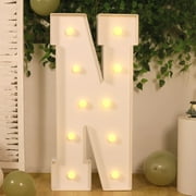 Efavormart 4ft Giant LED Marquee Letter N, White Pre-Cut Foam Board with 10 Warm White Battery Operated LEDs, Glue Gun and Sticks