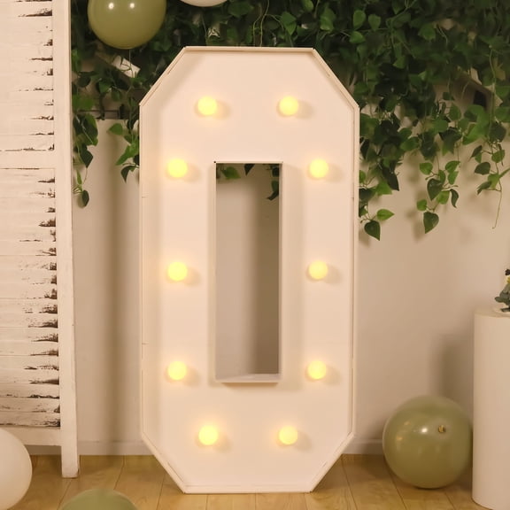 Efavormart 4ft Giant LED Marquee Letter O, White Pre-Cut Foam Board with 10 Warm White Battery Operated LEDs, Glue Gun and Sticks