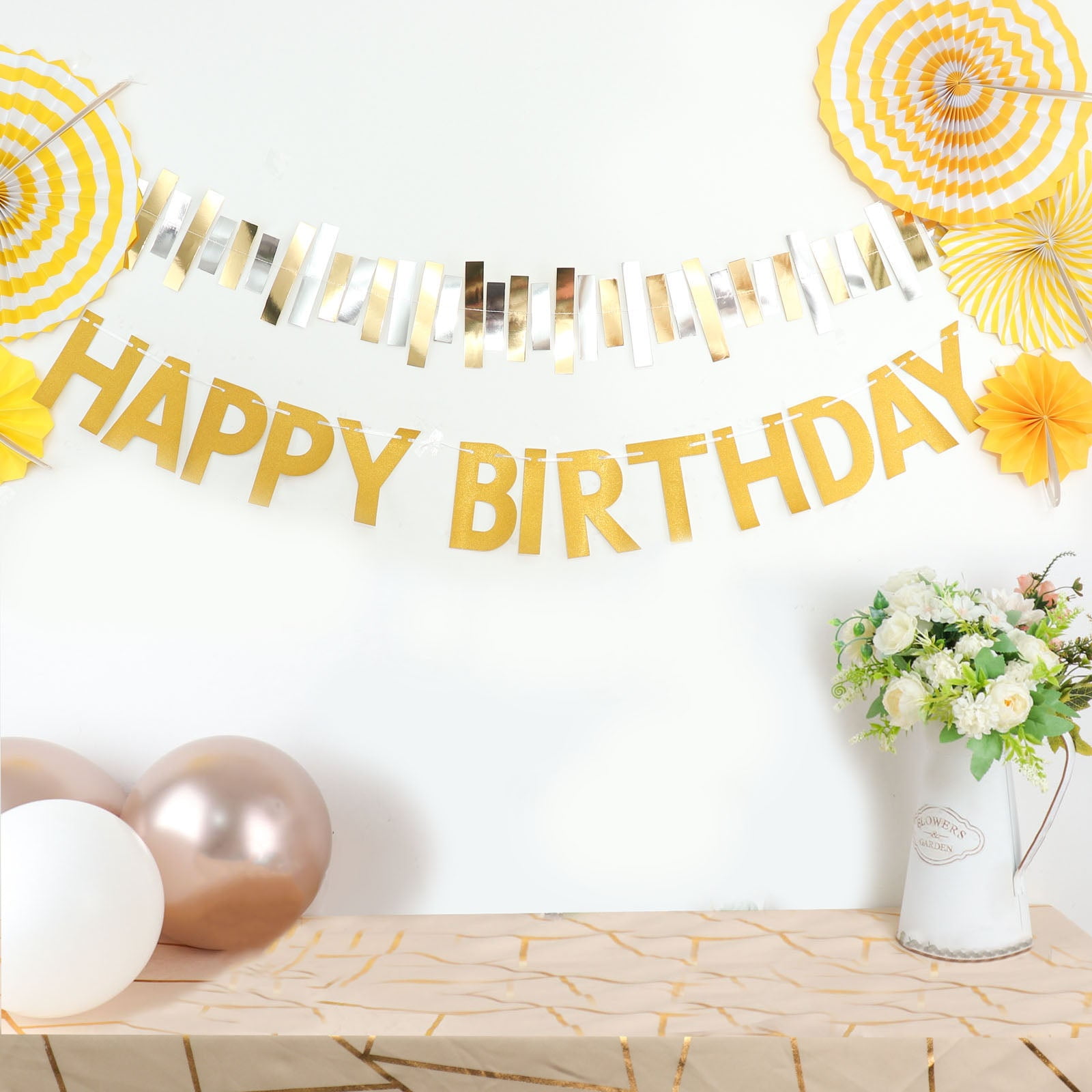 Efavormart 4ft Gold Glittered Happy Birthday Paper Hanging Garland Banner Party Decor - Walmart.com