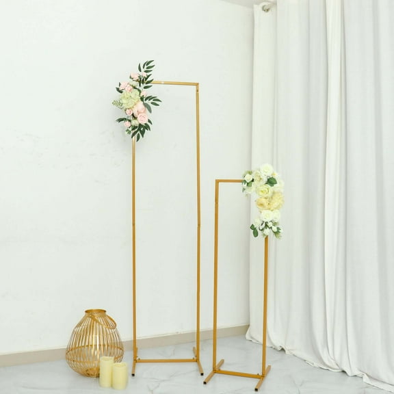 Efavormart 5.5ft Gold Metal Backdrop Wedding Flower Stand, Vase Column Centerpiece, Floor Standing Flower Rack