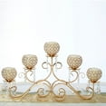 thumbnail image 1 of Efavormart 5 Arm 27" Crystal Gold Metal Horizontal Table Standing Candelabra Candle Holder Set, 1 of 11
