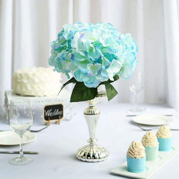 Efavormart 5 Bushes | Baby Blue Artificial Silk Hydrangea Flower Bouquets