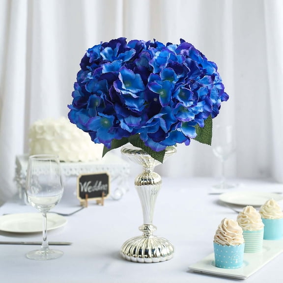 Efavormart 5 Bushes | Royal Blue Artificial Silk Hydrangea Flower Bouquets