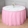 thumbnail image 1 of Efavormart 5 PCS 14ft Pink Ruffled Plastic Disposable Table Skirt, Waterproof Spill Proof Outdoor/Indoor Table Skirt, 1 of 10