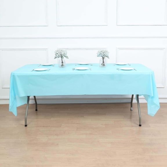 Efavormart 5 PCS 54"x108" Serenity Blue 10mm Thick Rectangle Plastic Tablecloth, PVC Spill Proof Tablecloths | Disposable Waterproof Tablecloths