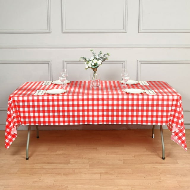 Efavormart 5 PCS 54"x108" White and Red Buffalo Plaid Rectangle Vinyl ...