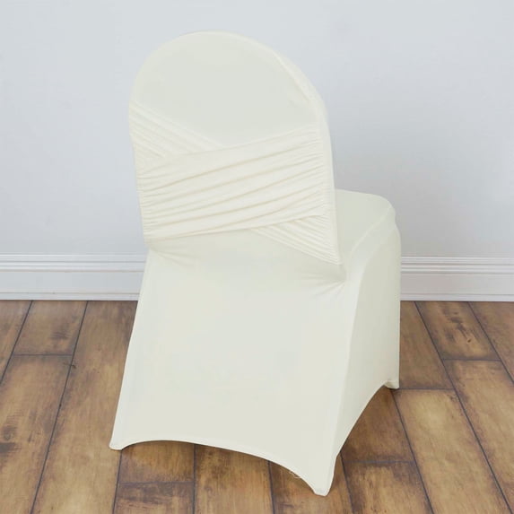 Efavormart 5 PCS Ivory Madrid Spandex Banquet Chair Covers, Premium Fitted Chair Covers