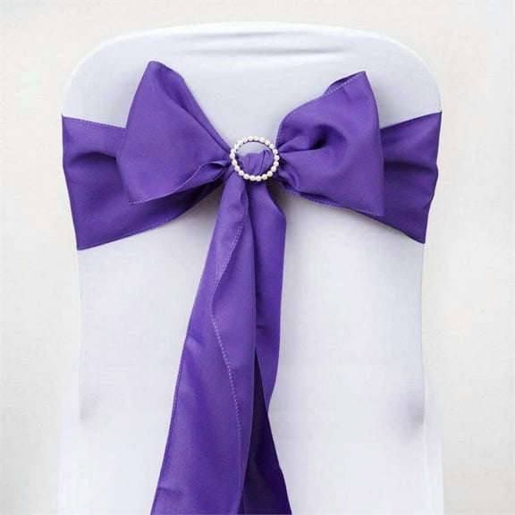 Efavormart 5 PCS PURPLE Polyester Chair Sashes Tie Bows for Wedding Events Decor Chair Bow Sash Party Decor Supplies - 6x108"