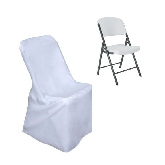 Efavormart 5 PCS White Polyester Lifetime Folding Chair Covers, Durable Reusable Chair Covers