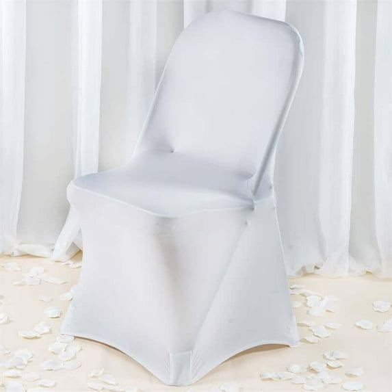 Efavormart 5 PCS White Premium Spandex Folding Chair Covers, Stretch Fitted Folding Chair Covers