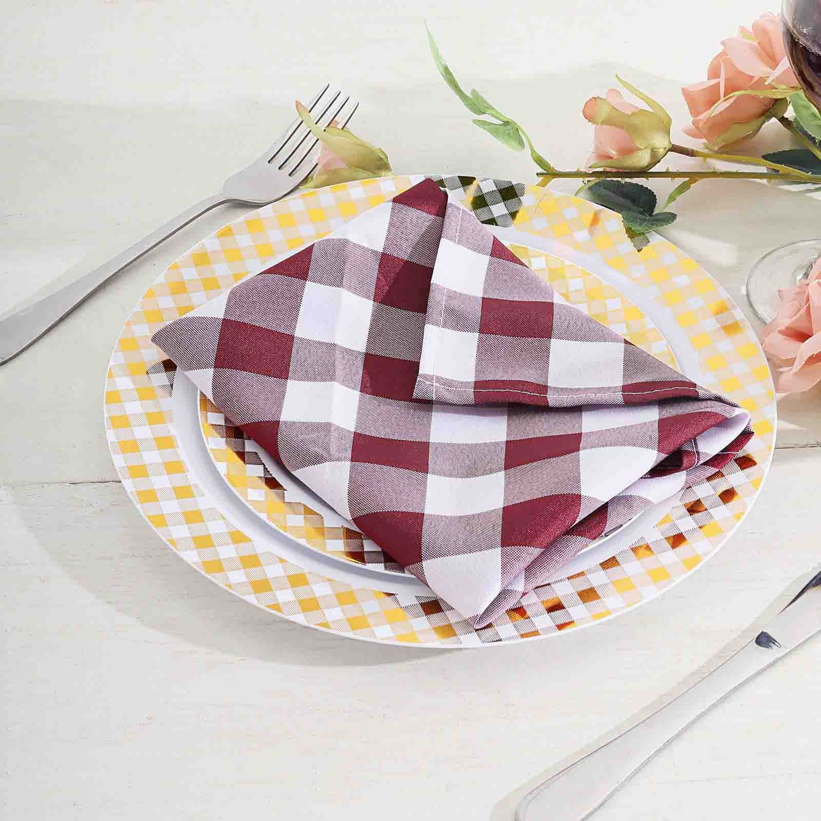 Efavormart 5 Pack | 15"x15" | Buffalo Plaid Napkins | Checkered Gingham ...