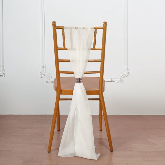 Efavormart 5 Pack 22" x 78" IVORY DIY Premium Chiffon Designer Chair Sashes for Wedding, Party, Event, Banquet, Decoration