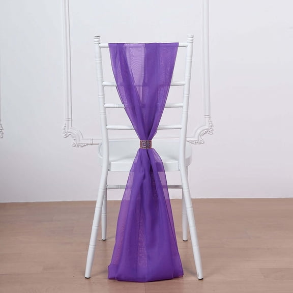 Efavormart 5 Pack 22" x 78" PURPLE DIY Premium Chiffon Designer Chair Sashes for Wedding, Party, Event, Banquet, Decoration