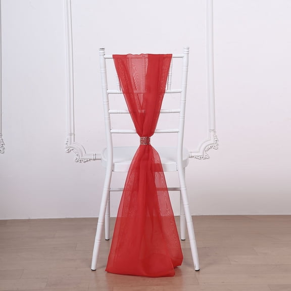 Efavormart 5 Pack 22" x 78" RED DIY Premium Chiffon Designer Chair Sashes for Wedding Banquet Decor Chair Bow Sash Party Decoration