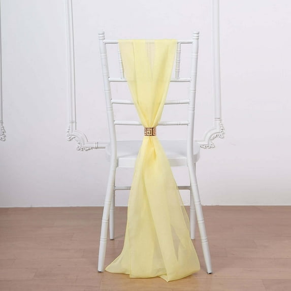 Efavormart 5 Pack 22" x 78" YELLOW DIY Premium Chiffon Designer Chair Sashes for Wedding Banquet Decor Chair Bow Sash Party Decoration