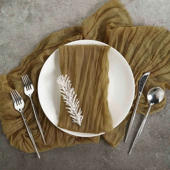 Efavormart 5 Pack | 24"x19" Gold Gauze Cheesecloth Napkins Cotton Dinner Napkins