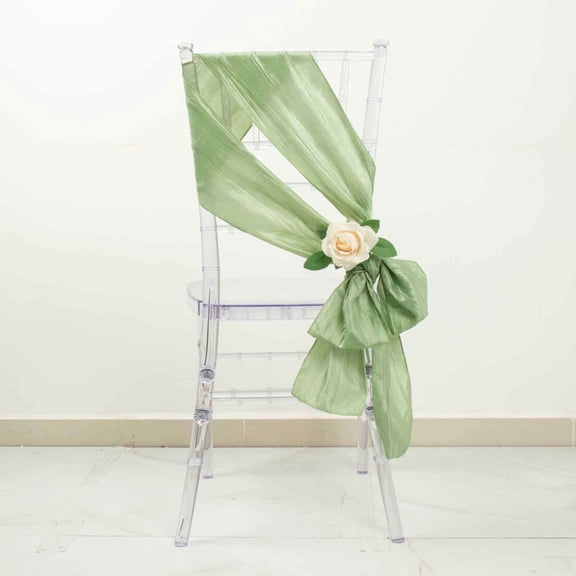Efavormart 5 Pack | 6"x106" Accordion Crinkle Taffeta Chair Sashes - Sage Green