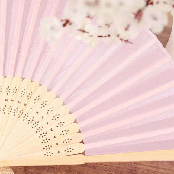 Efavormart 5 Pack Asian Silk Folding Birthday Banquet Event Wedding Party Favor Fans - Blush | Rose Gold