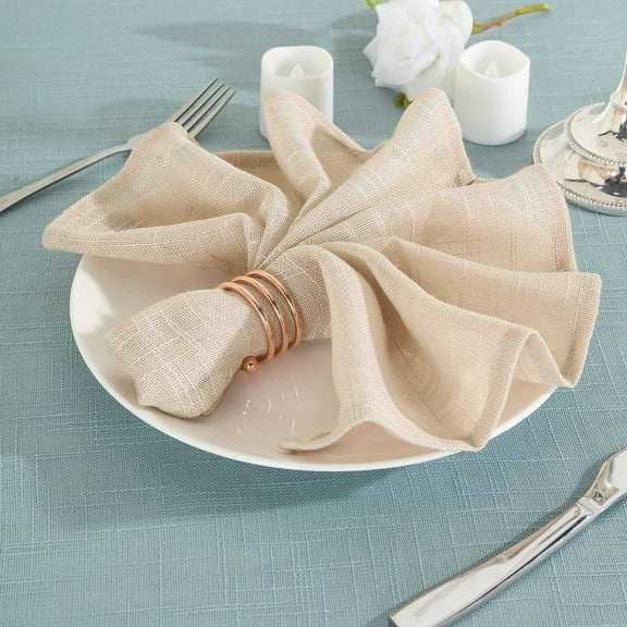 Efavormart 5 Pack BEIGE 20"x20" Premium Faux Linen Napkins Slubby Textured Wrinkle Free Napkins