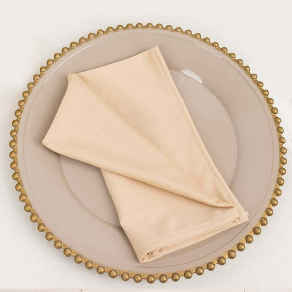 Efavormart 5 Pack Beige Premium Scuba Cloth Napkins, Wrinkle-Free Reusable Dinner Napkins - 20"x20"