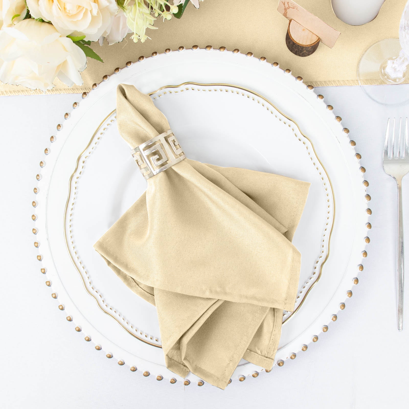 Efavormart 5 Pack | Beige Seamless Cloth Dinner Napkins, Wrinkle ...