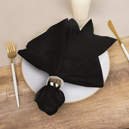 Efavormart 5 Pack Black Cotton Blend Cloth Napkins, Washable Reusable Table Dinner Napkins - 20"x20"