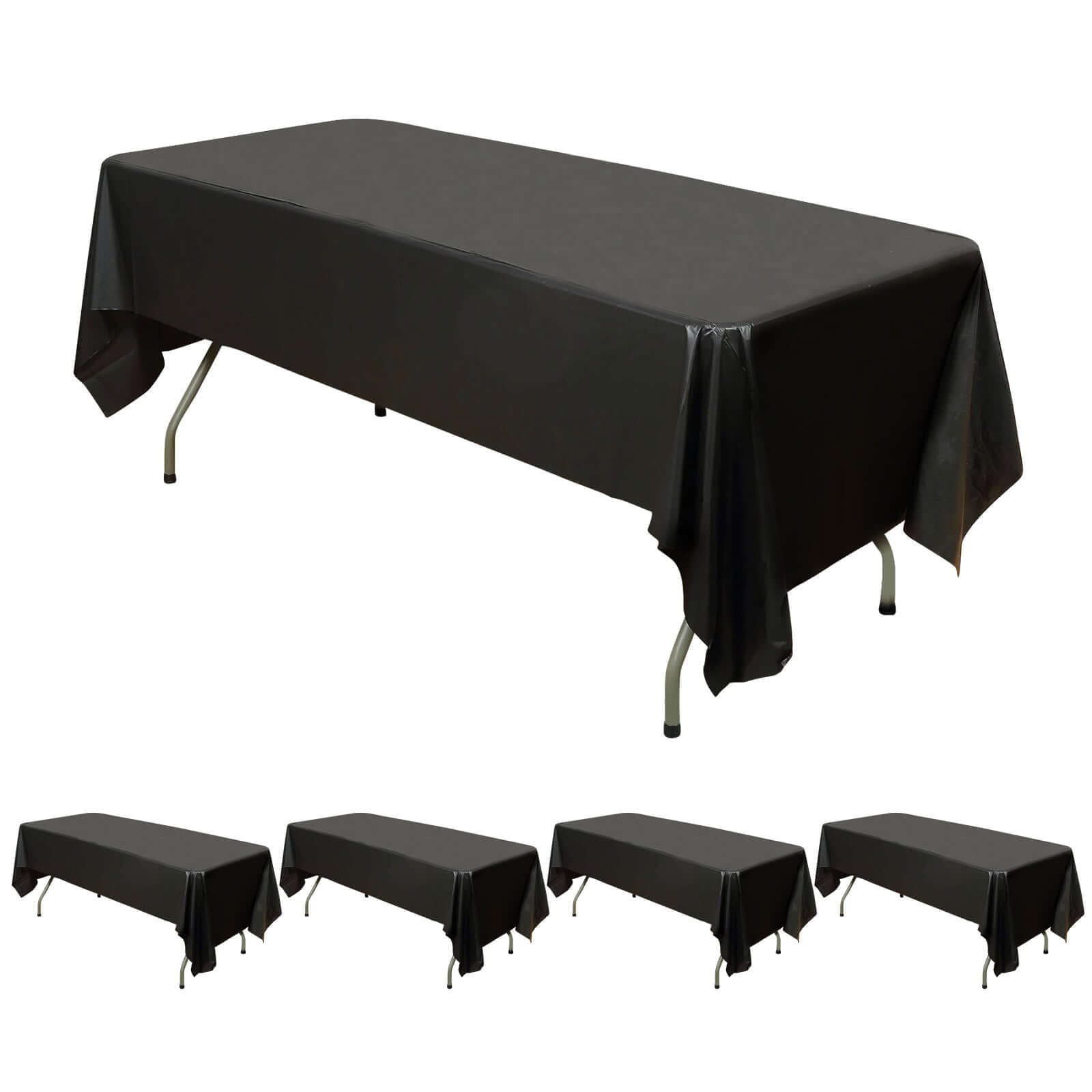Efavormart 5 Pack Black Rectangle Plastic Table Covers, 54"x108" PVC ...