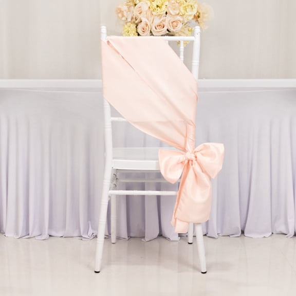 Efavormart 5 Pack Blush Lamour Satin Chair Sashes, Chair Bows - 6"x106"