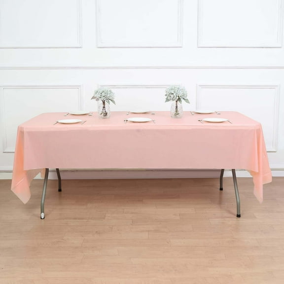 Efavormart 5 Pack Blush Rectangle Plastic Table Covers, 54"x108" PVC Waterproof Disposable Tablecloths